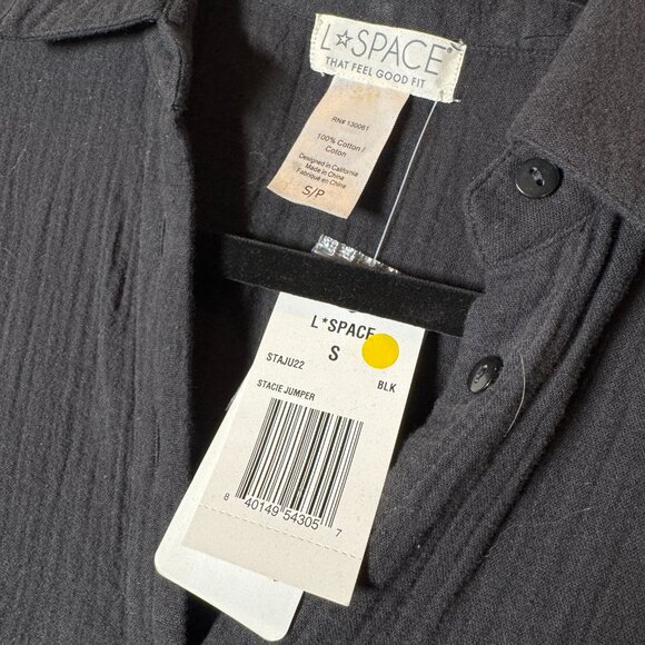 NWT L*Space Black Cotton Button Front Stacie Jumper – Women’s S - Picture 5 of 8